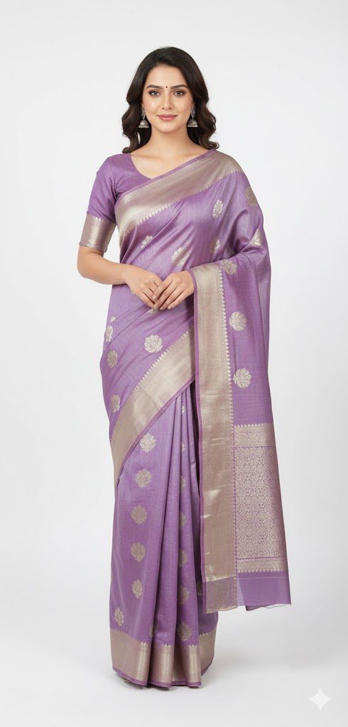 Crushed Tissue saree with stitched blouse — Sarees, front view
